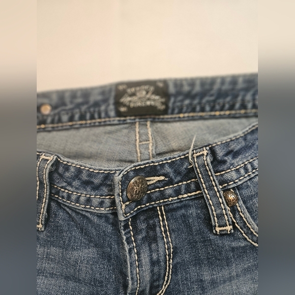 3R Rock For Express Womens Blue Lightly Distressed Skinny Denim Jeans Size 28 - Picture 4 of 12